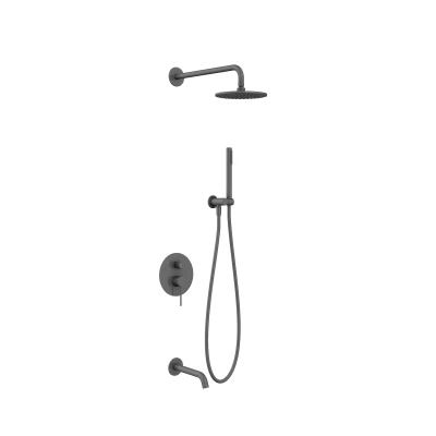 NORTHERN GUNMETAL BRUSHED Natryskowy zestaw podtynkowy z wylewką MOBI