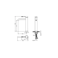 NORTHERN NICKEL BRUSHED Bateria umywalkowa wysoka MOBI - rysunek techniczny 1