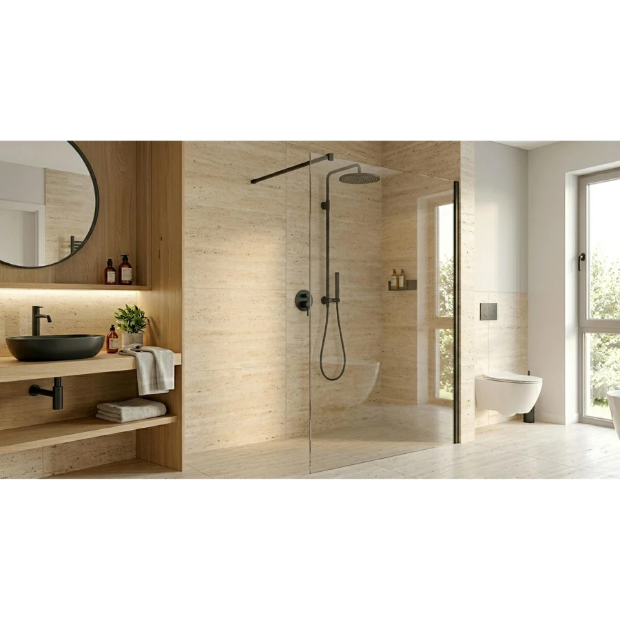 WALK-IN SPACE 10MM BLACK MAT Ścianka 100X200 - zdjęcie 1