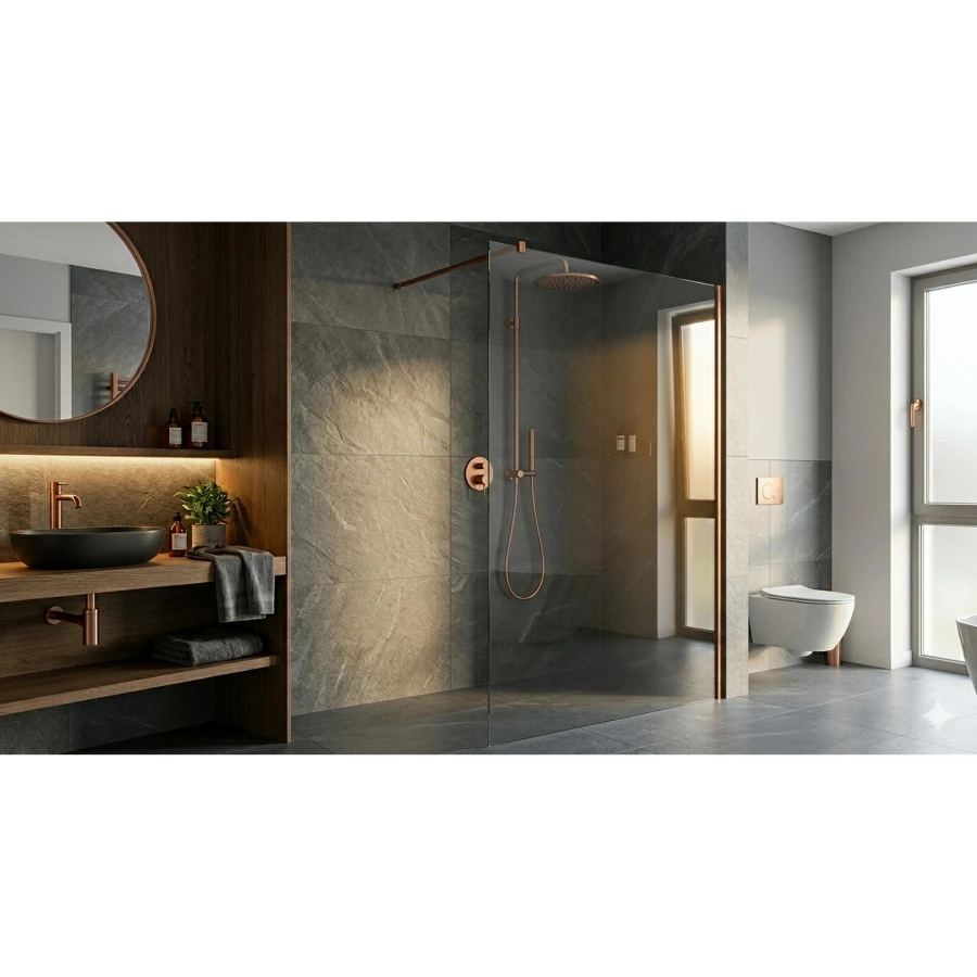 ŚCIANKA PRYSZNICOWA WALK-IN SPACE COPPER BRUSHED OD MOBI SP10WKIN100CB - zdjęcie 1