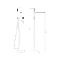 HORIZON NICKEL BRUSHED Bateria wannowa wolnostojąca MOBI - zdjęcie 2