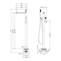 HORIZON COPPER BRUSHED Bateria wannowa wolnostojąca MOBI - zdjęcie 2